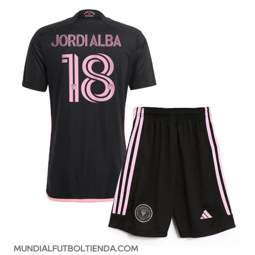 Camiseta Inter Miami Jordi Alba #18 Segunda Equipación Replica 2024-25 para niños mangas cortas (+ Pantalones cortos)